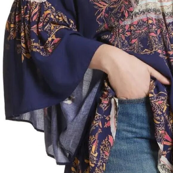 Free People | Sunset Dreams Printed Bell Sleeves Flowy Boho Tunic Top | S - Picture 6 of 6